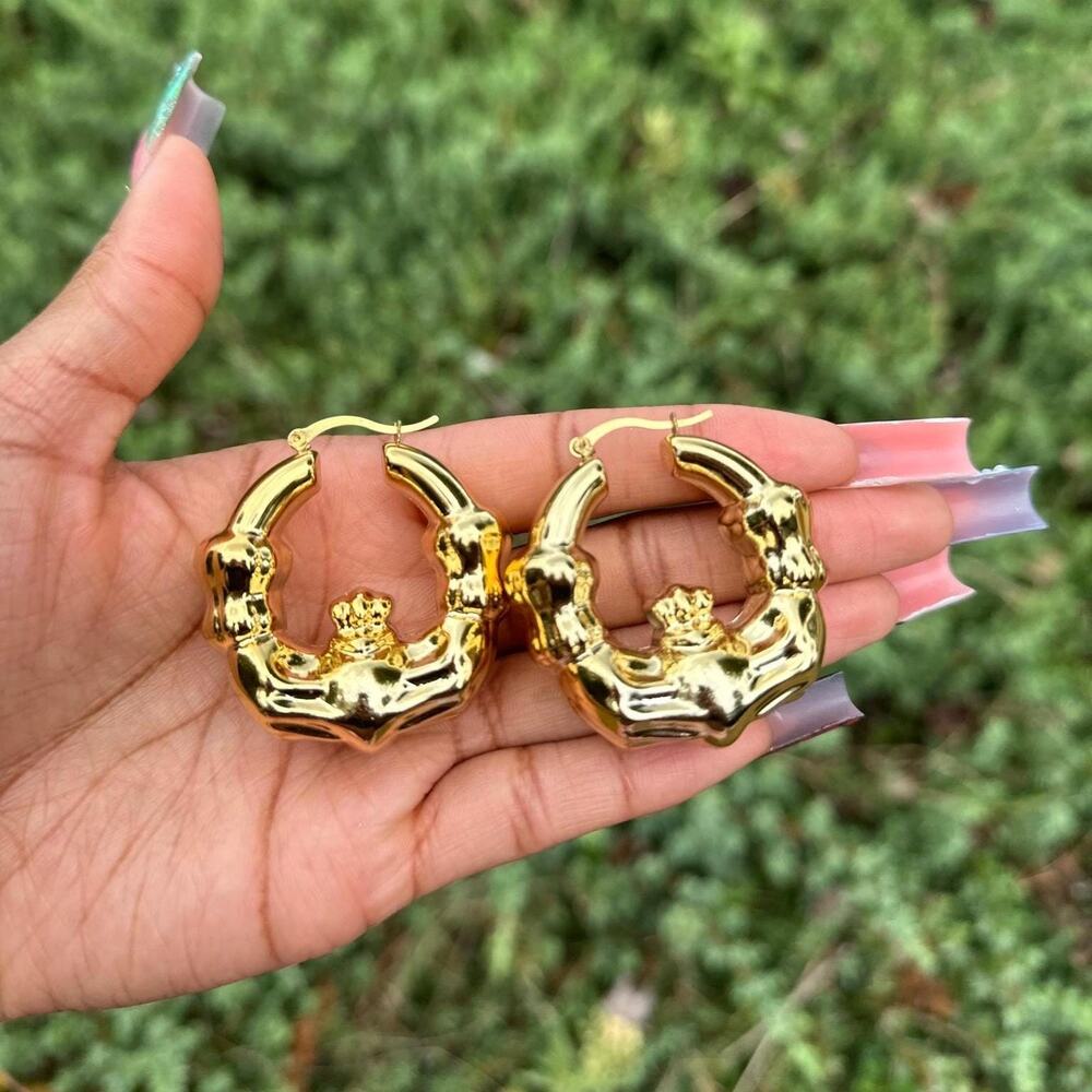 Handmade Vintage chunky gold hoop earrings